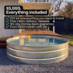 Stock tank pool price with everything included: DIY kit, free metro delivery, 90-day money-back guarantee